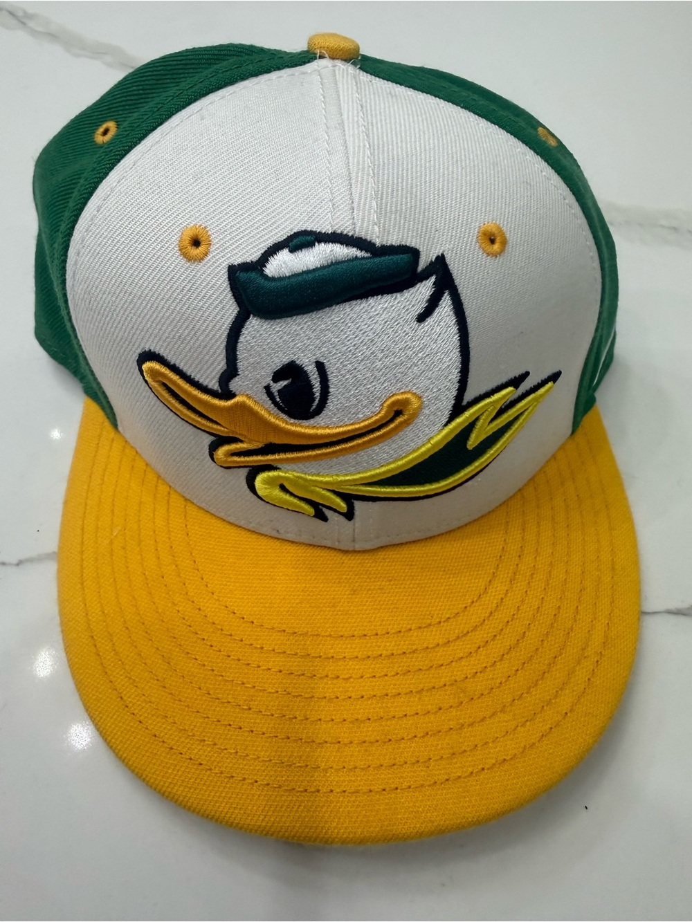 Green White and Yellow Oregon Duck Logo Baseball Cap